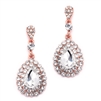 Prom or Bridesmaids Rose Gold Teardrop Statement Earrings with Crystal Accents<br>4576E-RG