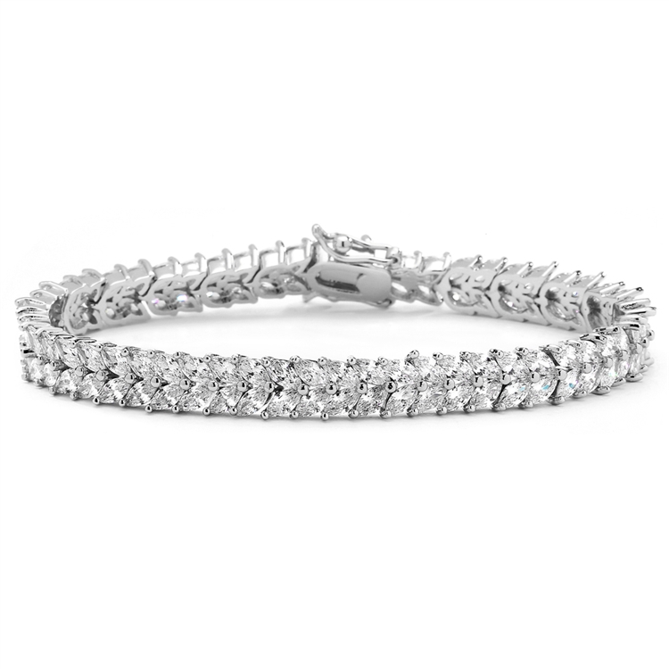 Marquis Cubic Zirconia Wedding or Prom Tennis Bracelet<br>4582B-S