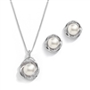 Freshwater Pearl Necklace Set with Graceful Woven Knot Motif<br>4586S-S