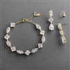 Elegant Cubic Zirconia Multi-Shape Bridal Bracelet and Earrings Set in 14K Gold<br>4588BS-G