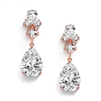 14K Rose Gold Cubic Zirconia Teardrop Pear-Shaped Dangle Drop Wedding Earrings<br>4591E-RG