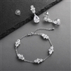 Cubic Zirconia Multi-Shape Bridal Bracelet and Earrings Set with Adjustable Chain<br>4592BS-CR-S