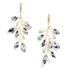 Crystal & Freshwater Pearl Vine Boho Bridal, Bridesmaids, Prom Gold Earrings<br>4597E-G