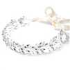 Silver Jeweled Vine Headband with Crystals, Freshwater Pearls and Ivory Ribbon<br>4597HB-S