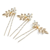 Set of 3 Bridal Hair Pin Sticks Gold and Opal