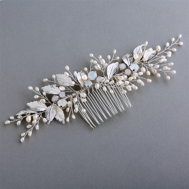 Freshwater Pearl and Opal Bridal Comb
