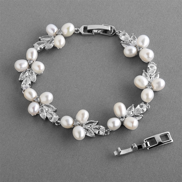 Freshwater Pearl Silver Petite Wedding Bracelet