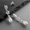 Cubic Zirconia and Teardrop Pearl Designer Bridal Earrings<br>4646E-I-S