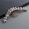 Rose Gold Wedding or Prom Hair Comb with Curved Marquis Crystal Design<br>4655HC-RG