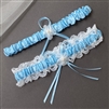 Something Blue Wedding Garter Set with Ivory Lace & Blue Satin Tossing & Keepsake Garter<br>4662G-I-BL