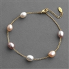 Champagne Multi-Color Freshwater Bracelet in Thin Gold Chain