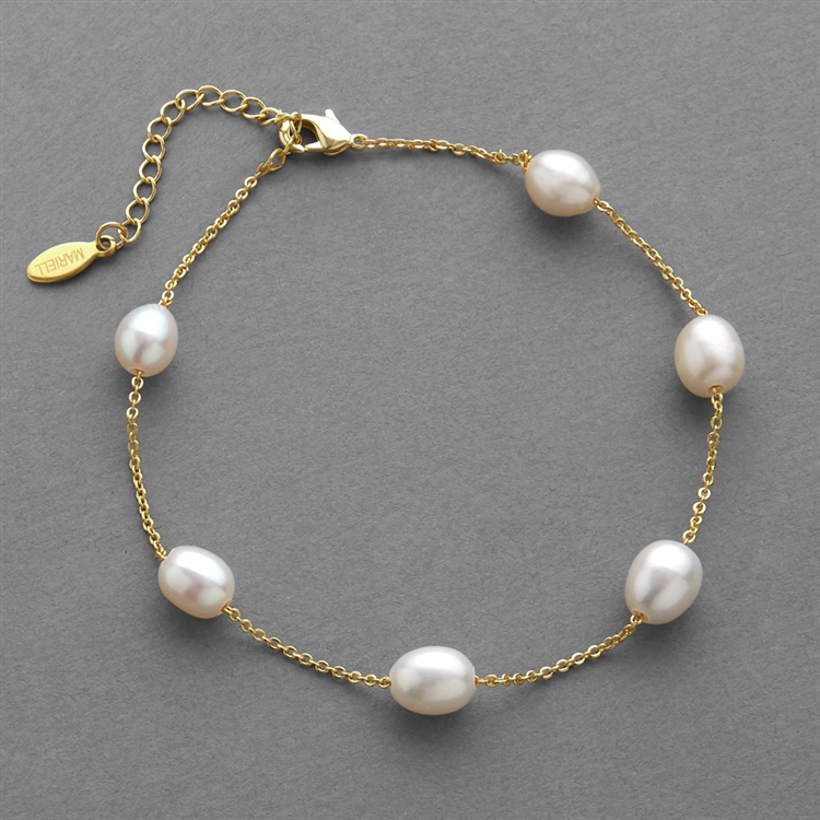 Ivory Freshwater Floating Pearl Gold Bracelet