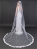 Luxurious 108" Cathedral Bridal Veil with Heavily Beaded Lace Edge <br>4686V-I-108