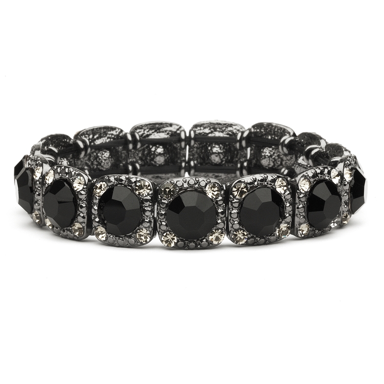 Bridesmaid or Prom Stretch Bracelet with Jet Black Crystals<br>532B-JE