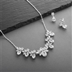 Mixed Pear Shaped CZ Bridal or Prom Necklace & Earrings Set with Delicate Chain<br>578S