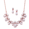 Multi Pear Shaped CZ Necklace Set with in Rose Gold with Delicate Chain<br>578S-RG