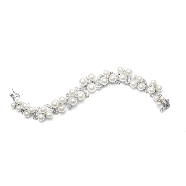 Graduated Pearl Trios Bridal Bracelet<br>705B