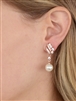 Cubic Zirconia Wedding Earrings with Ivory Pearls<br>705E-RG