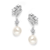 Cubic Zirconia Wedding Earrings with Cream Pearls<br>705EC