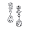 CZ Clip-On Wedding Earrings with Pear Dangle<br>EC037