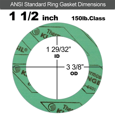 C-4401 Green N/A NBR Ring Gasket - 150 Lb. - 1/16" Thick - 1-1/2" Pipe