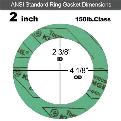 C-4401 Green N/A NBR Ring Gasket - 150 Lb. - 1/16" Thick - 2" Pipe