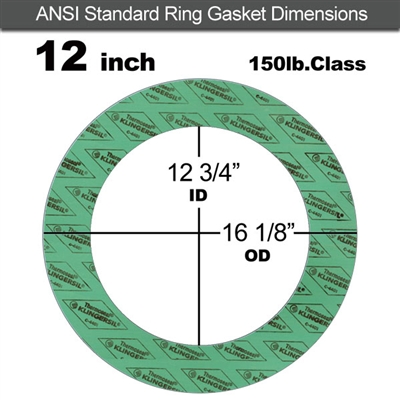 C-4401 Green N/A NBR Ring Gasket - 150 Lb. - 1/8" Thick - 12" Pipe