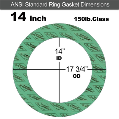 C-4401 Green N/A NBR Ring Gasket - 150 Lb. - 1/8" Thick - 14" Pipe