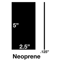 60 Durometer Neoprene Rectangle - 1/8" Thick x 2.5" x 5" Solid