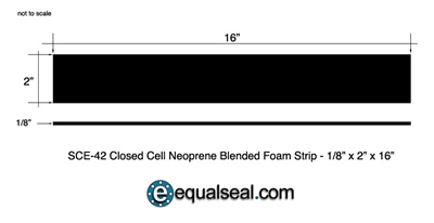 SCE-42 Neoprene Blend Sponge Strips - 1/8" thick x 2" x 16" with PSA