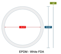 60 Duro FDA White EPDM Gasket - 16.12" ID x 18.625" OD x 1/8" Thick