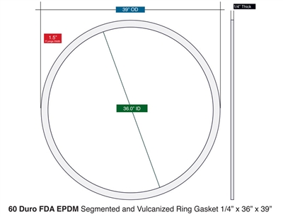 60 Duro FDA White EPDM Gasket - 1/4" Thick x 36" x 39"