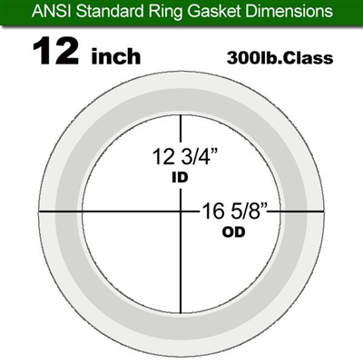 Equalseal PTFE with 304 Stainless Steel Core Flange Gasket - 300 Lb. - 1/8" Thick - 12" Pipe