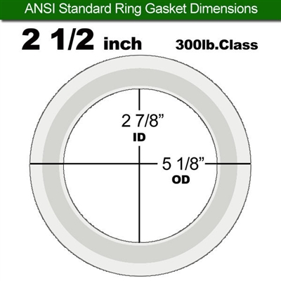 Equalseal PTFE with 304 Stainless Steel Core Flange Gasket - 300 Lb. - 1/8" Thick - 2-1/2" Pipe