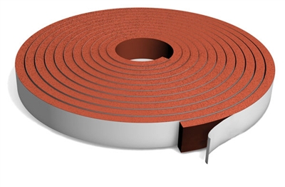 Red Silicone Sponge Strip with PSA - 3/32" x 1" x 30 Ft.
