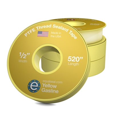 PTFE Thread Seal Tape - Yellow Gasline - 1" Wide x 520" Long - Case (144 Rolls)