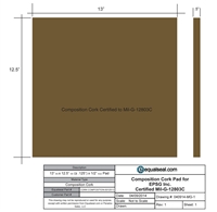 Natural Cork Composition Sheet - 1/2" Thick x 12.5" x 13"