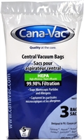 Cana-Vac 060115 Central Vac Bags 3pk OEM