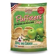 ** OUT OF STOCK **LOVING PETS PUFFSTERS 3 OZ. APPLE AND CHICKEN CHIPS (6 PER CASE, $2.76 EACH)  UPC 842982051003