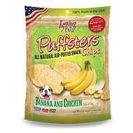 ** OUT OF STOCK **LOVING PETS PRODUCTS 3 OZ. PUFFSTERS BANANA AND CHICKEN CHIPS (6 PER CASE, $2.76 EACH)  UPC 842982051102