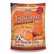 ** OUT OF STOCK **LOVING PETS PRODUCTS 3 OZ. PUFFSTERS SWEET POTATO AND CHICKEN CHIPS (6 PER CASE, $2.76 EACH)  UPC 842982051201