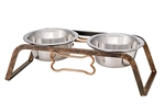 LOVING PETS PRODUCTS BLACK LABEL RUSTIC BONE RAISED DOUBLE DINER AGED COPPER, 1 PINT UPC 842928076129