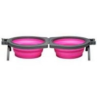 LOVING PETS PRODUCTS BELLA ROMA TRAVEL BOWL DOUBLE DINER SM PINK UPC 842982079885