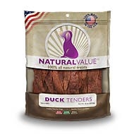 LOVING PETS PRODUCTS NATURAL VALUE U.S.A. SOFT CHEW DUCK TENDERS 16 OZ.  UPC 842982080515