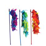 MULTIPET CAT DANGLERS COLORFUL CAT TEASER WANDS W/ FEATHERS (ASST. COLORS) SIZE: 20" 6/PK UPC 78436920260