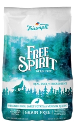 TRIUMPH PET INDUSTRIES FREE SPIRIT GRAIN FREE DUCK, CHICKPEA & SWEET POTATO DOG FOOD 24 LB  UPC 073657008989