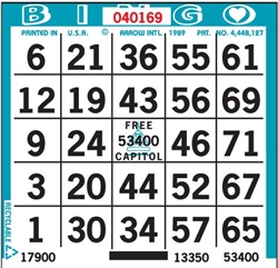 1 ON Bingo Paper - BULK - 9,000 Sheets