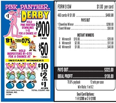 513W Pink Panther Derby $1.00 Bingo Event Ticket