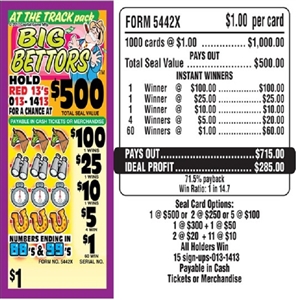 5442X Big Bettors $1.00 Bingo Event Ticket