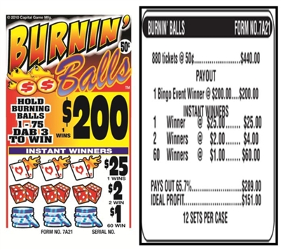 7A21 Burnin Balls $0.50 Bingo Event Ticket